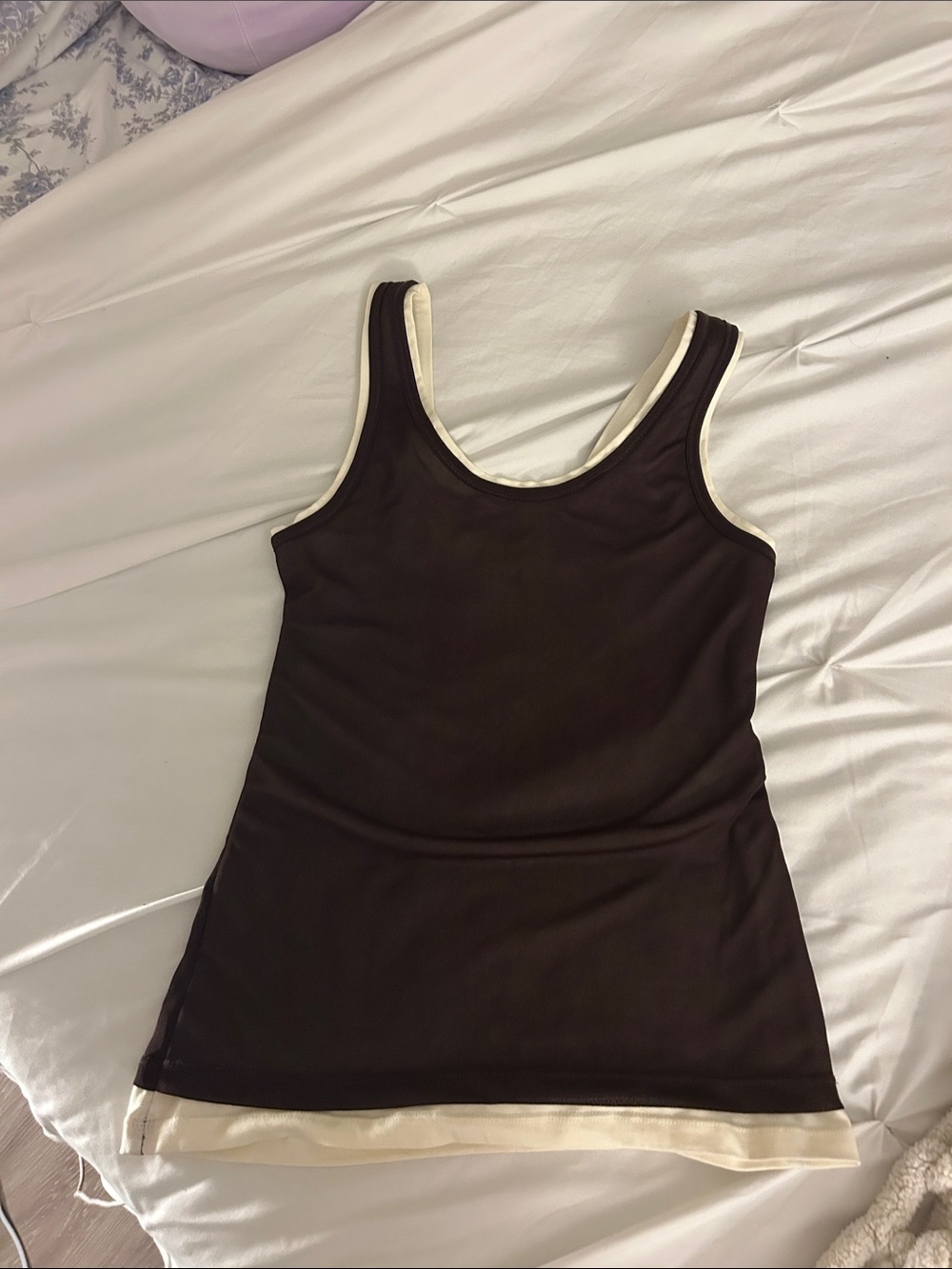 Zara Black Tank Top with Cream Trim